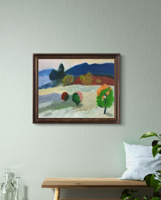 Majestic Peaks Tranquility Landscape Painting