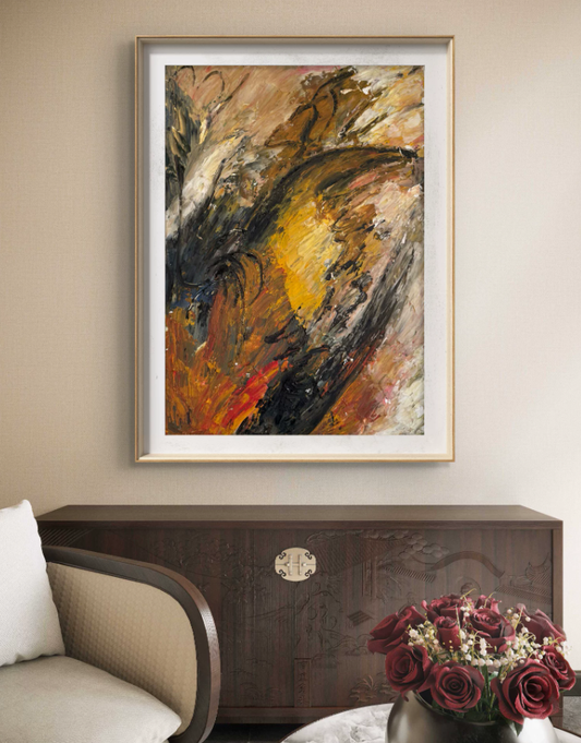 Amber Glow Yellow Abstract Composition