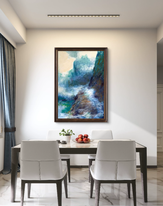 Jade Horizon Serenity Landscape Oil Painting